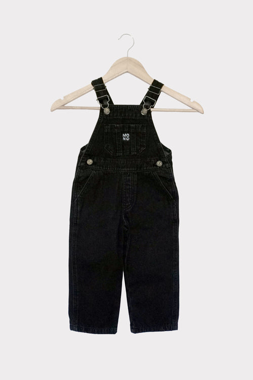 Jardinera de mezclilla unisex para niñas y niños (1–6 años) – Negra